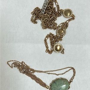 Set of 2 gold tone with CZ stone necklace